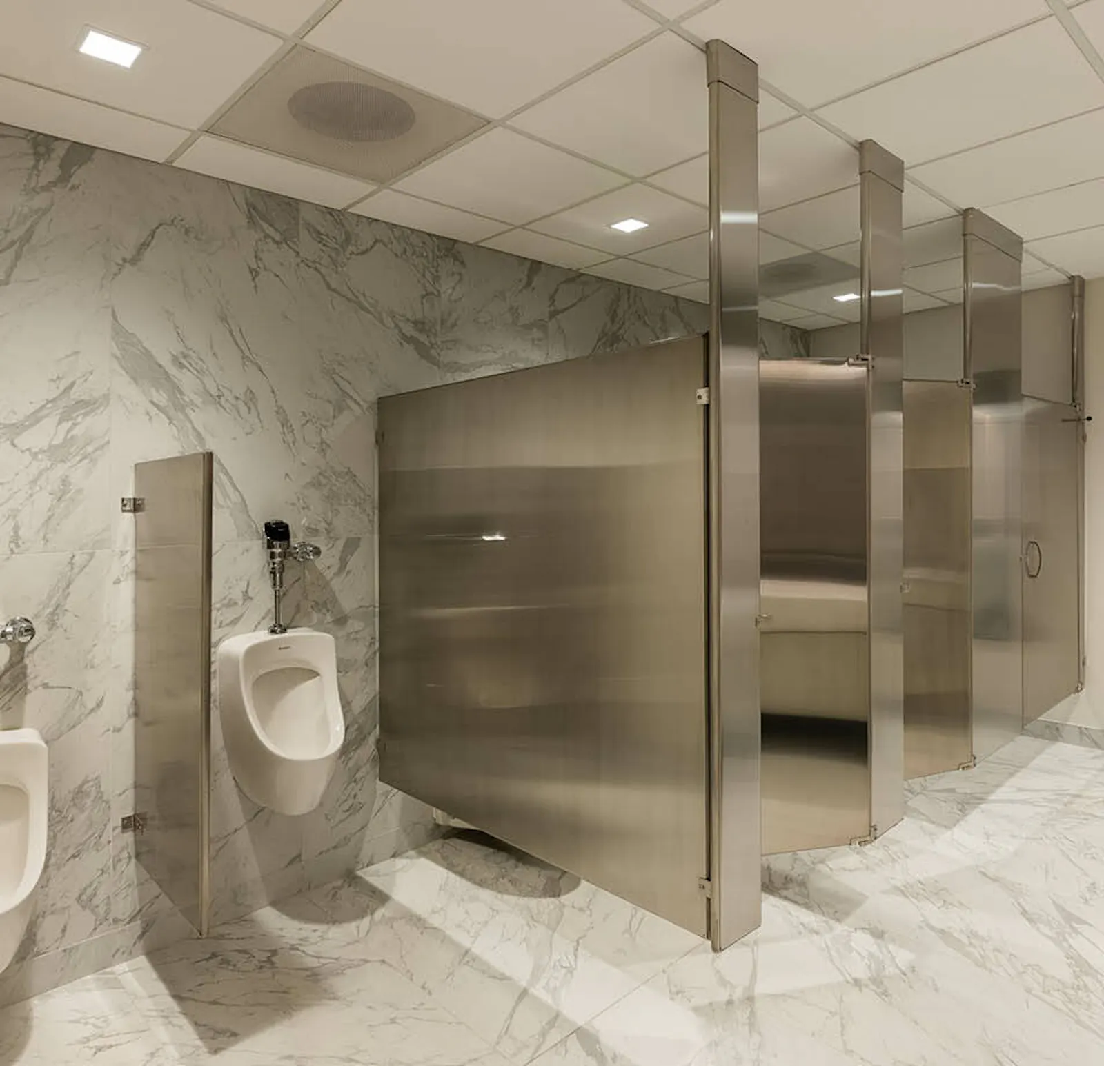 Spec suite restrooms include sleek modern finishes. 