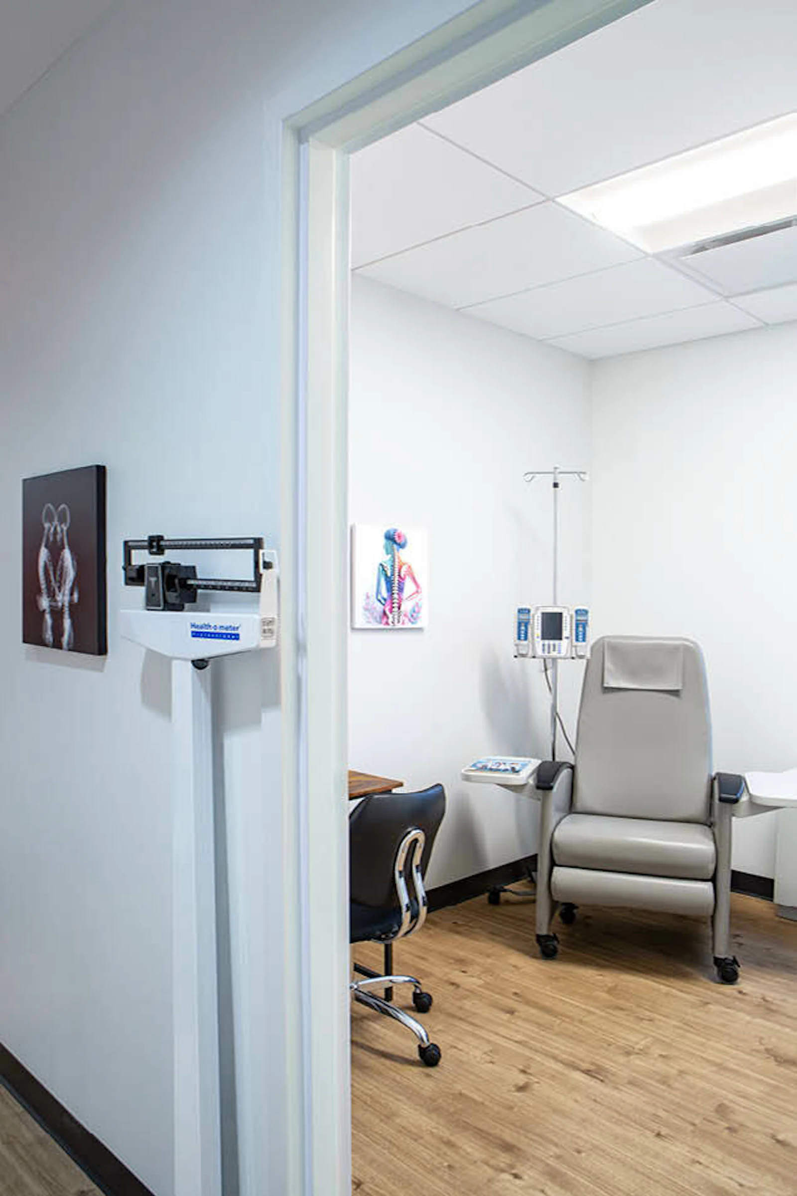 Patient rooms within the renovated Neurology, Headache & Pain Institute offices in Rockville, MD